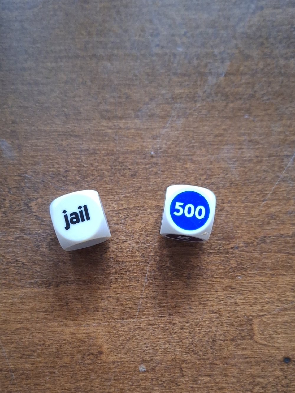 Dont Go To Jail Board Game Dice Pair - 'jail' & '500', 200, Railroad, Wild